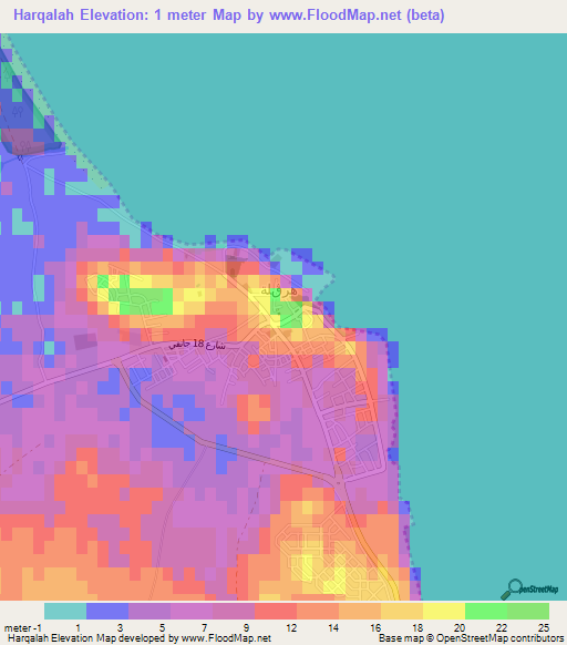 Harqalah,Tunisia Elevation Map