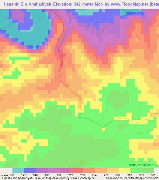 Hanshir Bin Khalladiyah,Tunisia Elevation Map