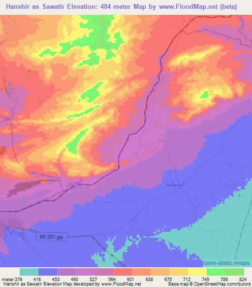 Hanshir as Sawatir,Tunisia Elevation Map