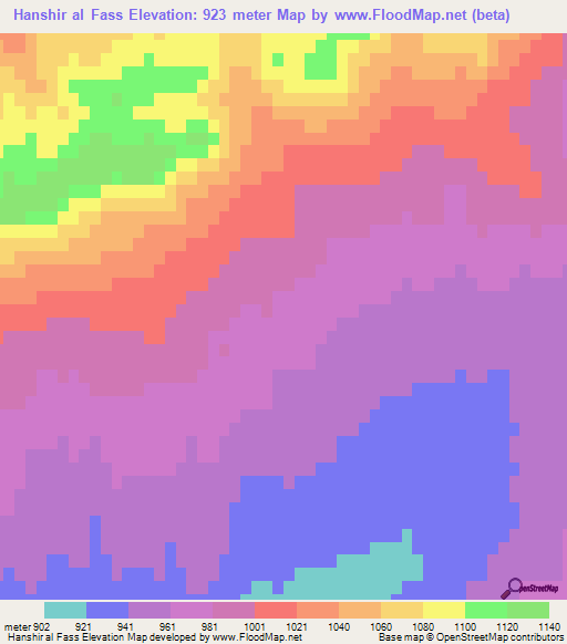 Hanshir al Fass,Tunisia Elevation Map