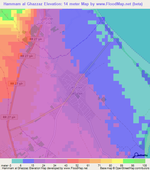 Hammam al Ghazzaz,Tunisia Elevation Map