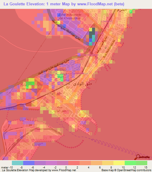 La Goulette,Tunisia Elevation Map