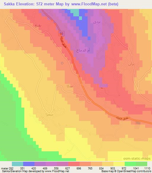 Sakka,Jordan Elevation Map
