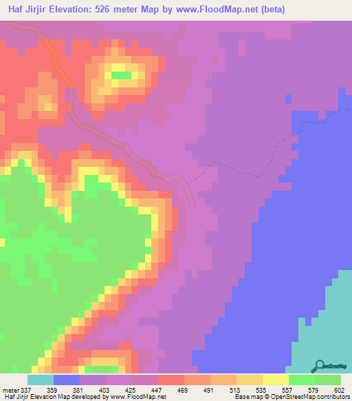 Haf Jirjir,Tunisia Elevation Map