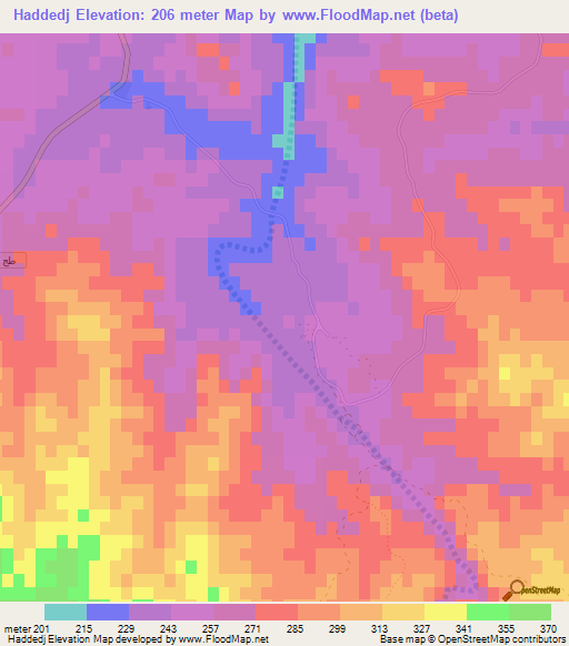 Haddedj,Tunisia Elevation Map