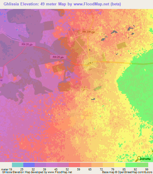 Ghlissia,Tunisia Elevation Map