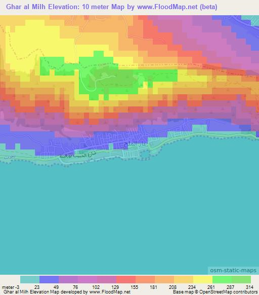 Ghar al Milh,Tunisia Elevation Map