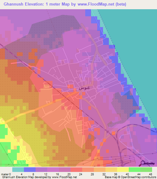 Ghannush,Tunisia Elevation Map