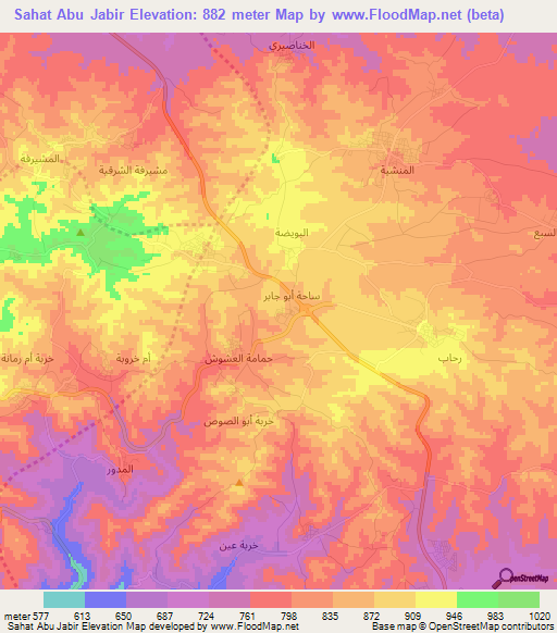 Sahat Abu Jabir,Jordan Elevation Map