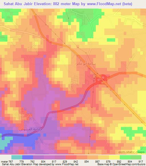 Sahat Abu Jabir,Jordan Elevation Map