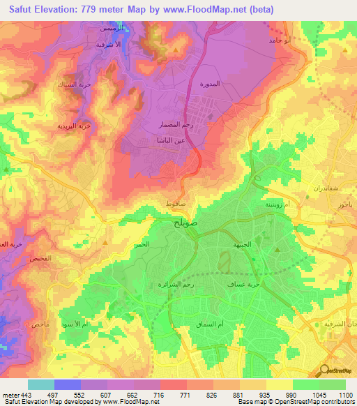 Safut,Jordan Elevation Map