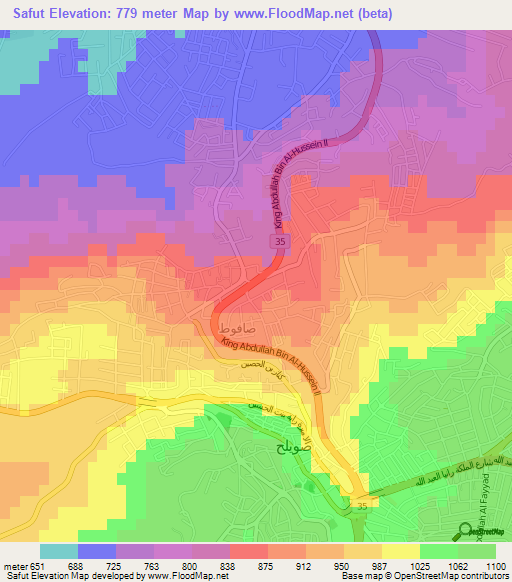 Safut,Jordan Elevation Map