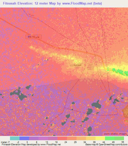 Fitnasah,Tunisia Elevation Map