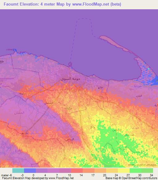 Faoumt,Tunisia Elevation Map