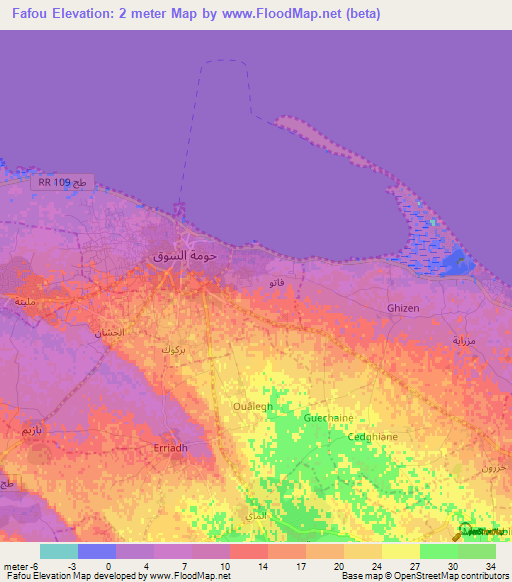 Fafou,Tunisia Elevation Map