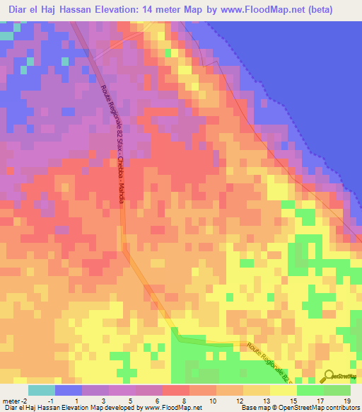 Diar el Haj Hassan,Tunisia Elevation Map