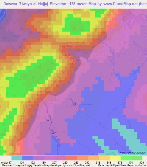 Dawwar `Uwayn al Hajjaj,Tunisia Elevation Map