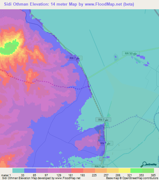 Sidi Othman,Tunisia Elevation Map