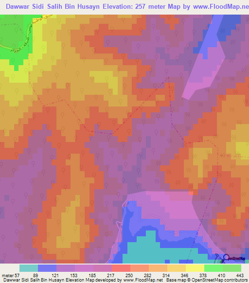 Dawwar Sidi Salih Bin Husayn,Tunisia Elevation Map