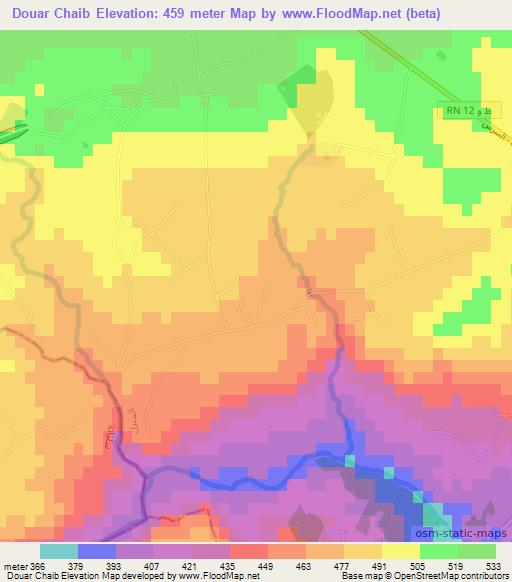 Douar Chaib,Tunisia Elevation Map