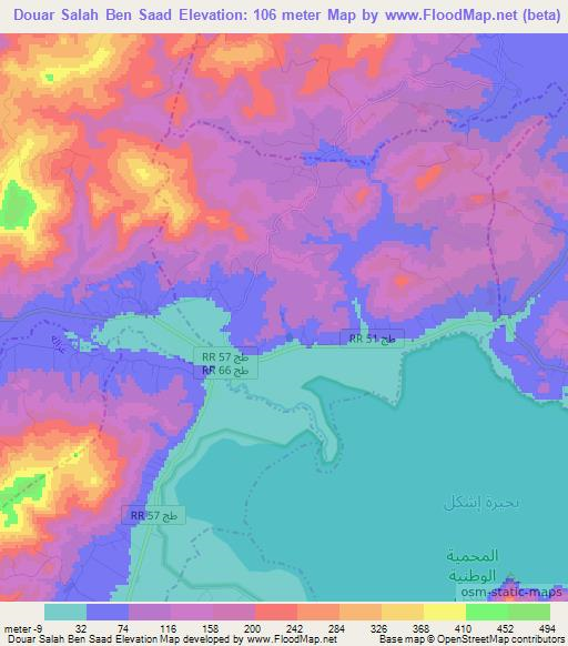 Douar Salah Ben Saad,Tunisia Elevation Map