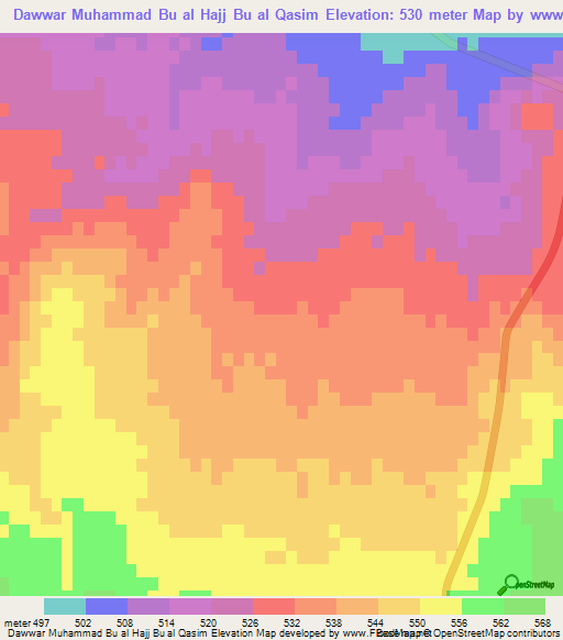 Dawwar Muhammad Bu al Hajj Bu al Qasim,Tunisia Elevation Map