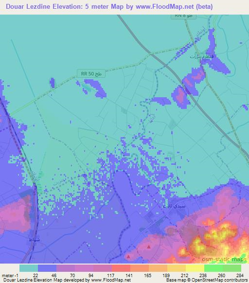 Douar Lezdine,Tunisia Elevation Map