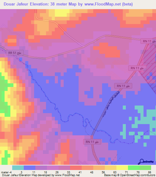 Douar Jafeur,Tunisia Elevation Map