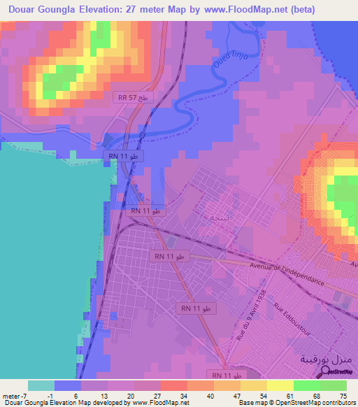 Douar Goungla,Tunisia Elevation Map