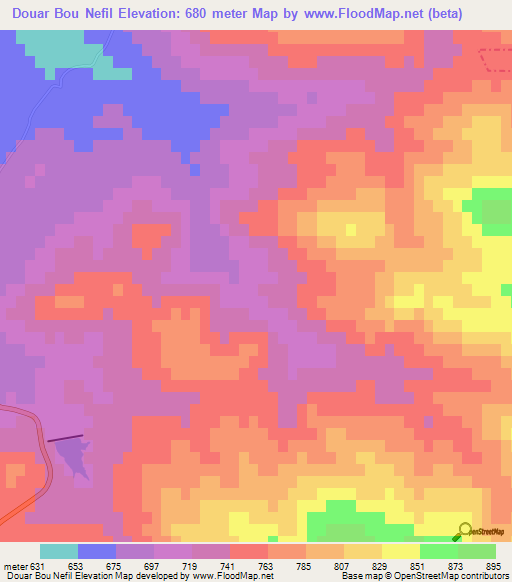 Douar Bou Nefil,Tunisia Elevation Map