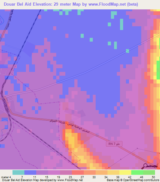 Douar Bel Aid,Tunisia Elevation Map