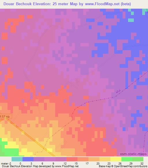 Douar Bechouk,Tunisia Elevation Map