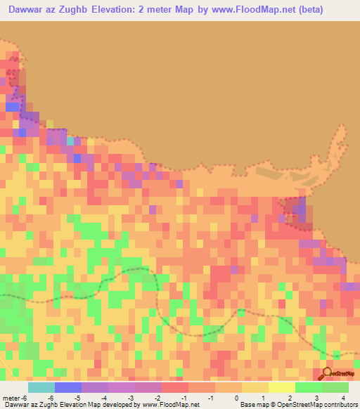 Dawwar az Zughb,Tunisia Elevation Map