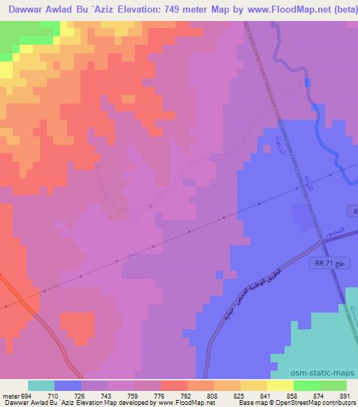 Dawwar Awlad Bu `Aziz,Tunisia Elevation Map