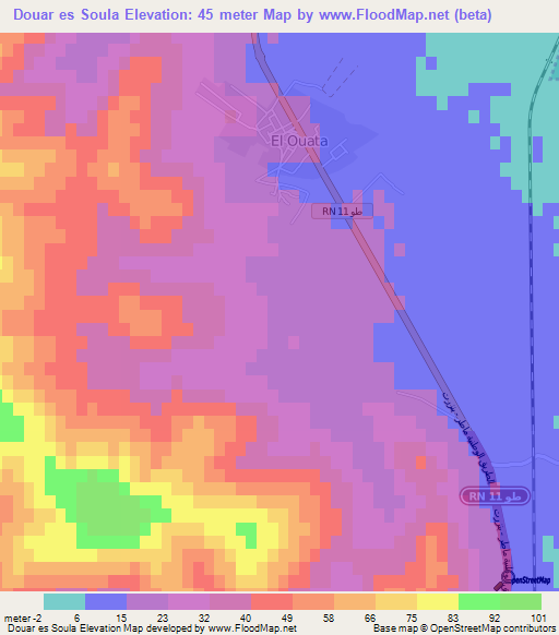 Douar es Soula,Tunisia Elevation Map