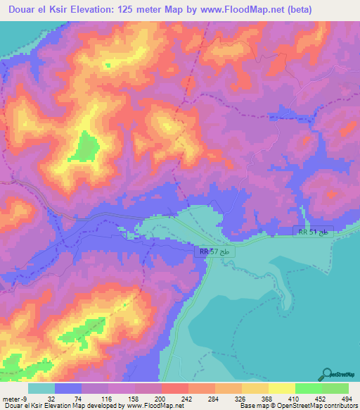 Douar el Ksir,Tunisia Elevation Map