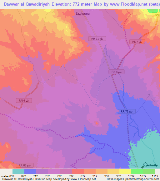 Dawwar al Qawadiriyah,Tunisia Elevation Map