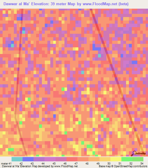 Dawwar al Ma',Tunisia Elevation Map