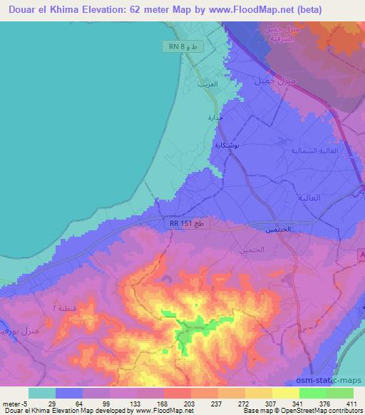 Douar el Khima,Tunisia Elevation Map
