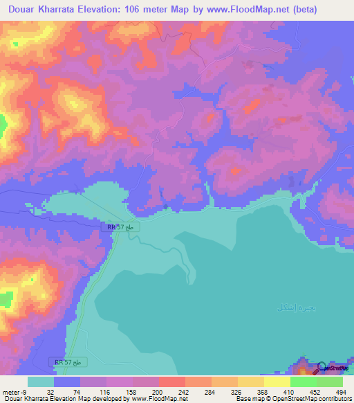 Douar Kharrata,Tunisia Elevation Map