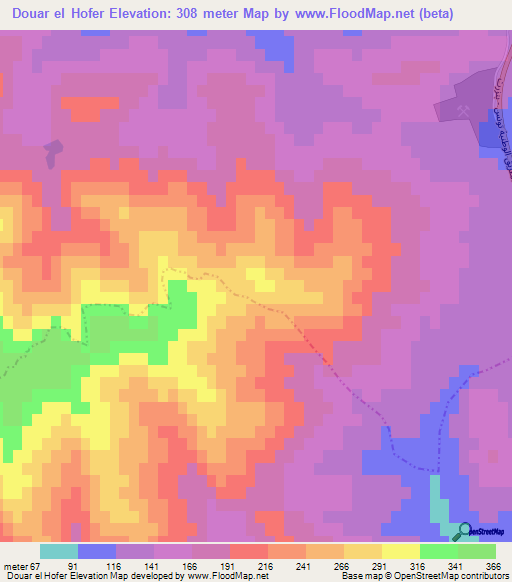 Douar el Hofer,Tunisia Elevation Map