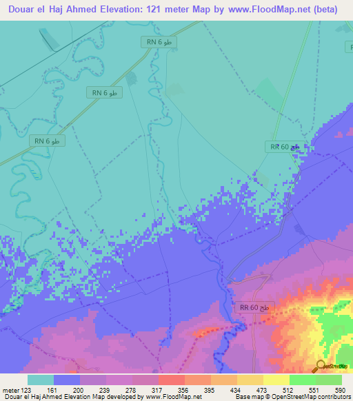 Douar el Haj Ahmed,Tunisia Elevation Map