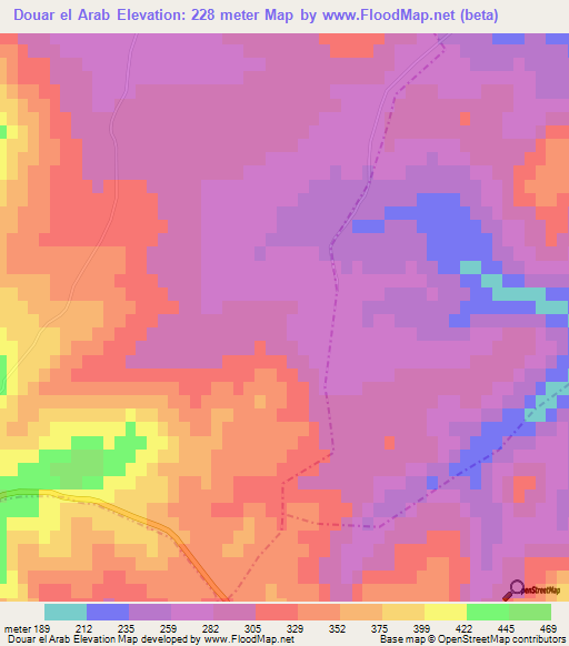Douar el Arab,Tunisia Elevation Map