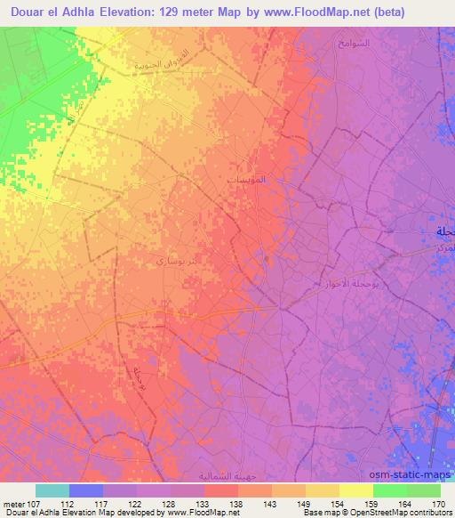 Douar el Adhla,Tunisia Elevation Map