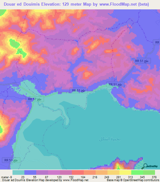 Douar ed Douimis,Tunisia Elevation Map
