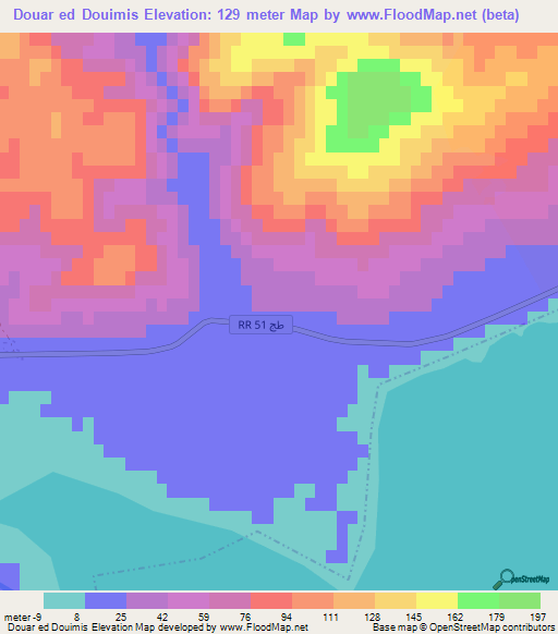 Douar ed Douimis,Tunisia Elevation Map