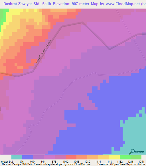Dashrat Zawiyat Sidi Salih,Tunisia Elevation Map