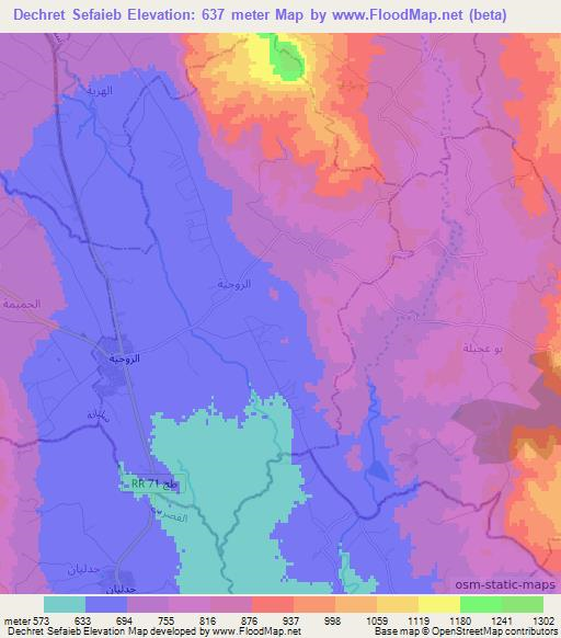 Dechret Sefaieb,Tunisia Elevation Map