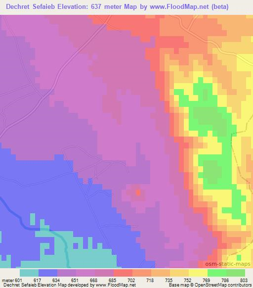 Dechret Sefaieb,Tunisia Elevation Map