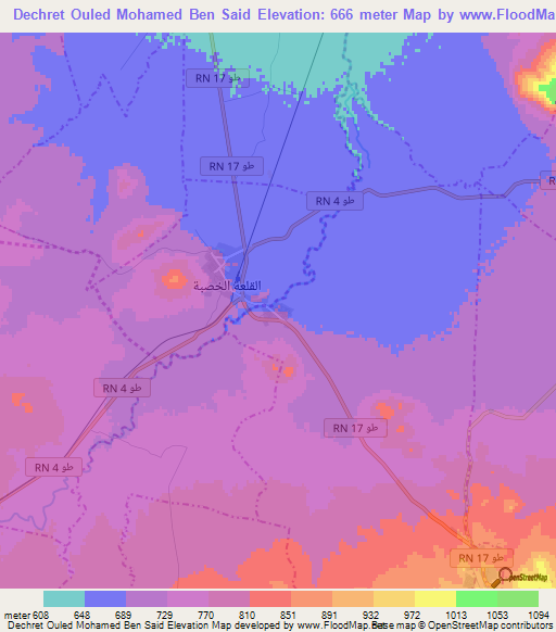 Dechret Ouled Mohamed Ben Said,Tunisia Elevation Map